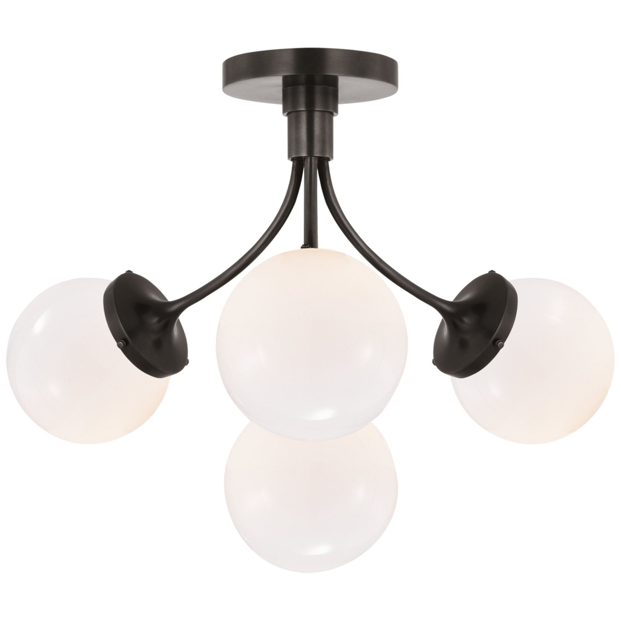 kate spade new york Prescott Medium Semi-Flush Mount  in Bronze with White Glass Ceiling Light W18" x H14.25"