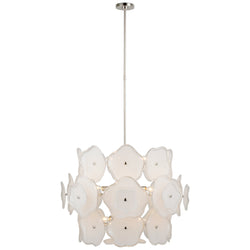 kate spade new york Leighton Large Barrel Chandelier in Polished Nickel with Cream Tinted Glass