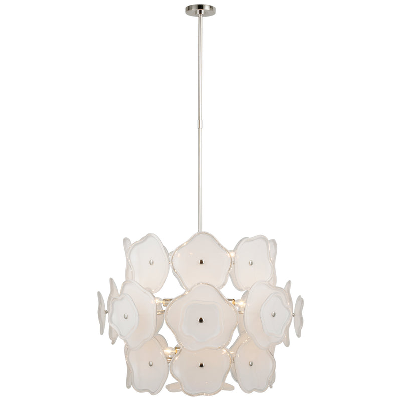 kate spade new york Leighton Large Barrel Chandelier in Polished Nickel with Cream Tinted Glass