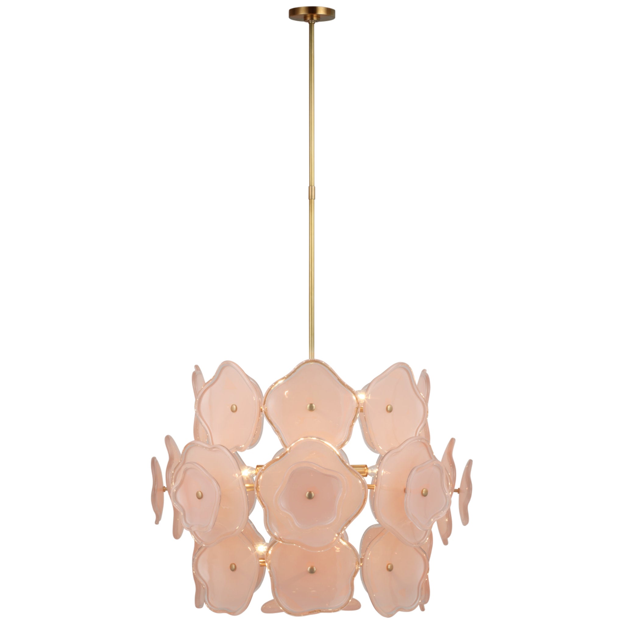 kate spade new york Leighton Large Barrel Chandelier in Soft Brass with Blush Tinted Glass