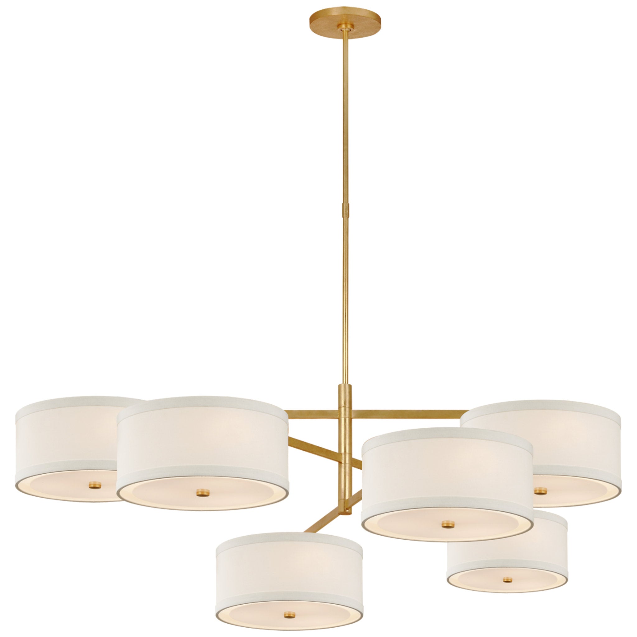 kate spade new york Walker Grande Offset Chandelier in Gild with Linen Shades Ceiling Light W53"