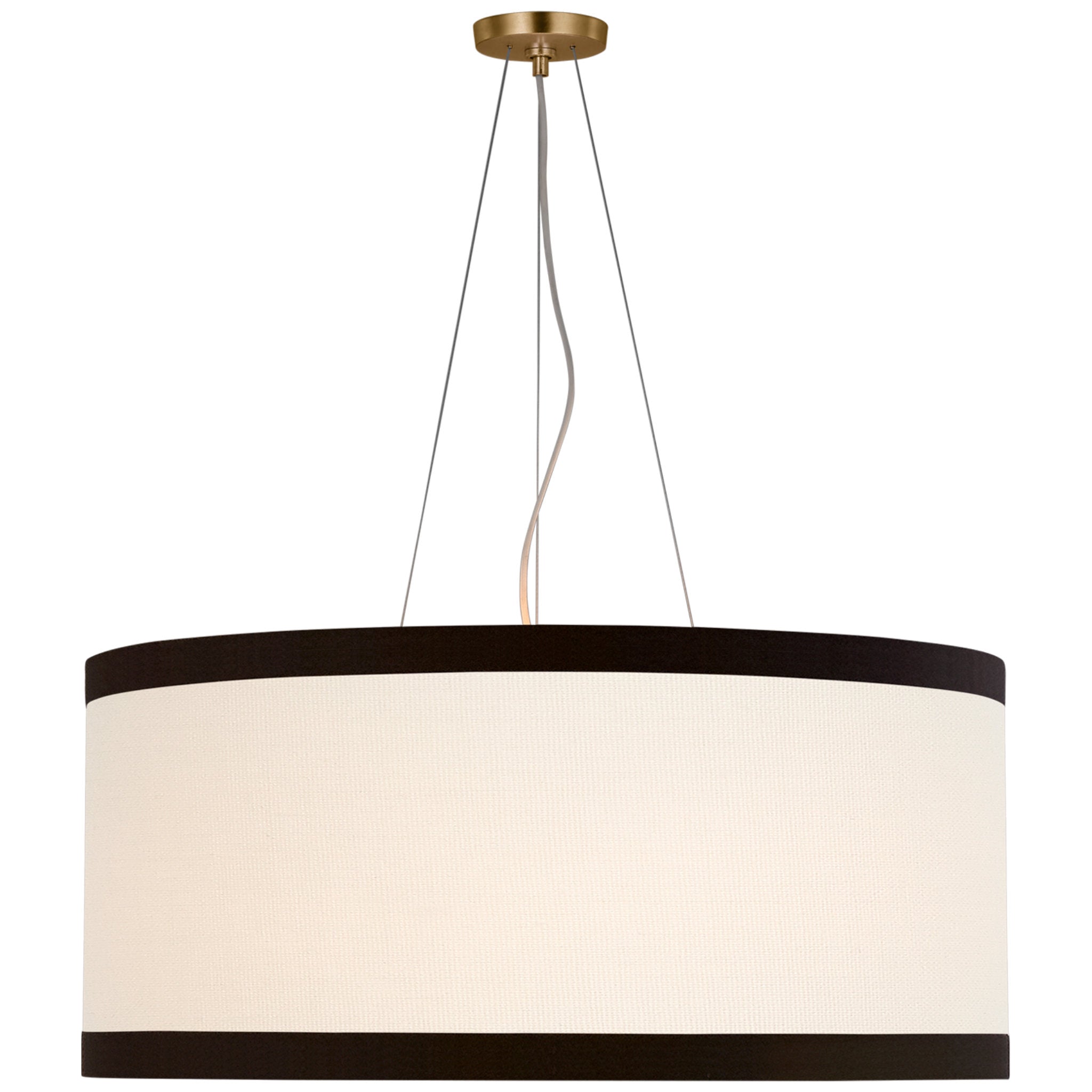 kate spade new york Walker Large Hanging Shade in Gild with Cream Linen Shade with Black Linen Trim
