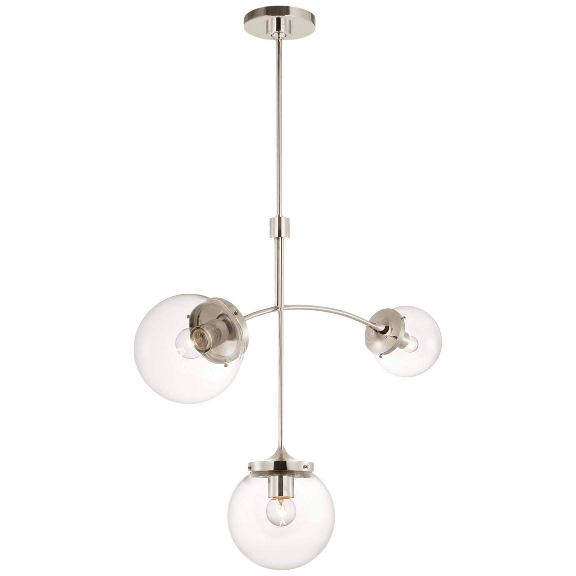 kate spade new york Prescott Small Chandelier in Polished Nickel with Clear Glass Ceiling Light W27"