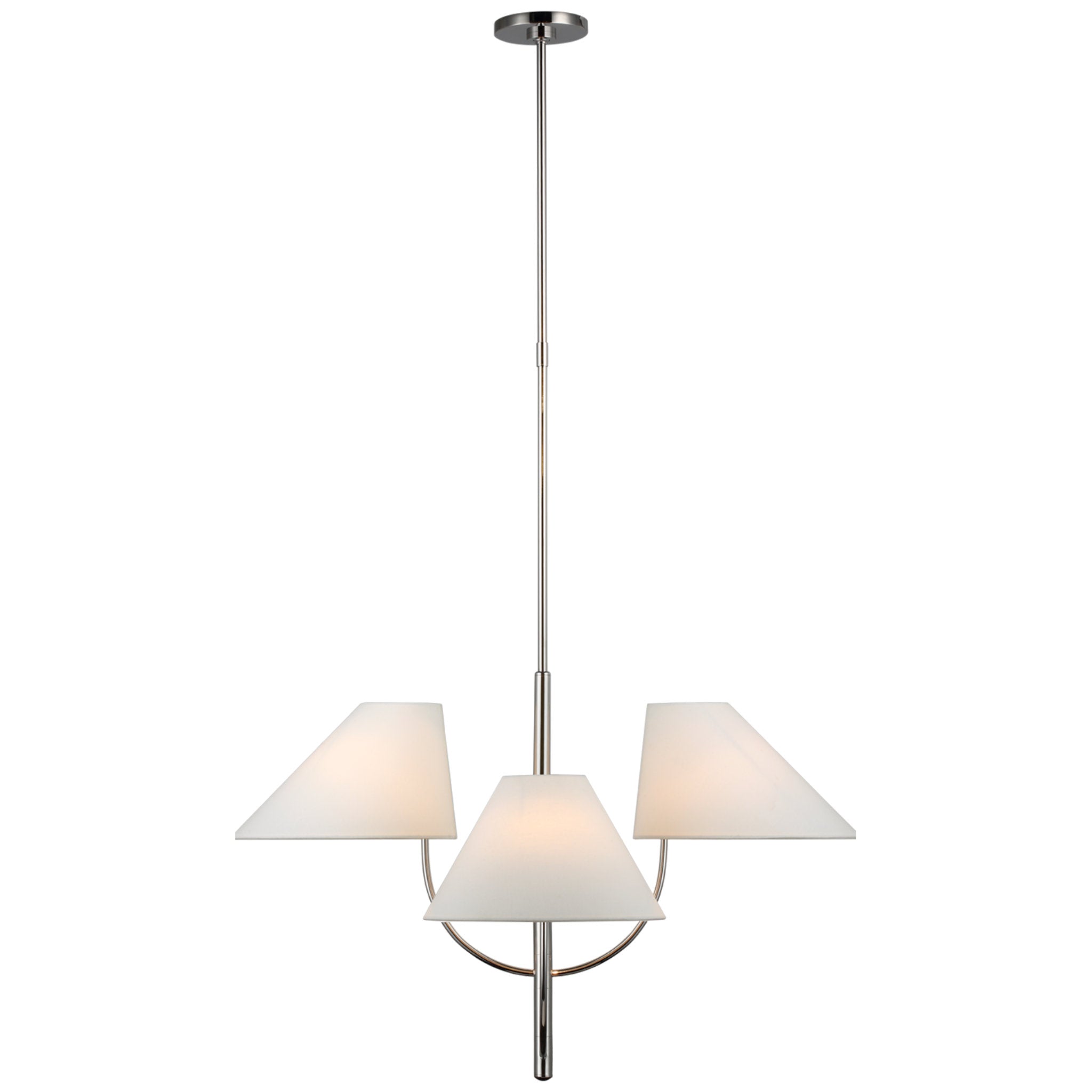 kate spade new york Kinsley Large One-Tier Chandelier in Polished Nickel with Linen Shades