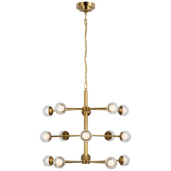 kate spade new york Alloway Small Barrel Chandelier in Soft Brass with Clear Glass