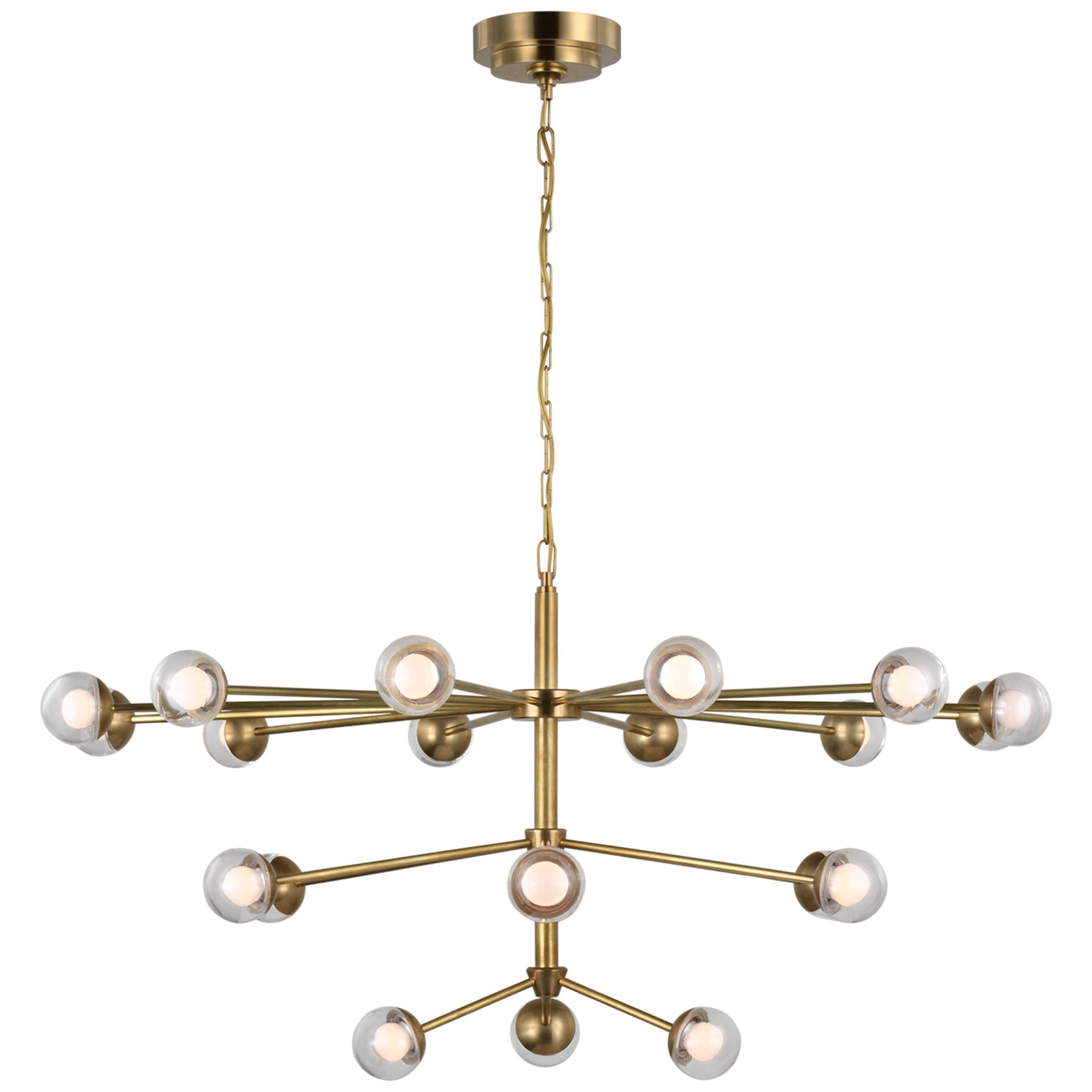 kate spade new york Alloway Large Chandelier in Soft Brass with Clear Glass