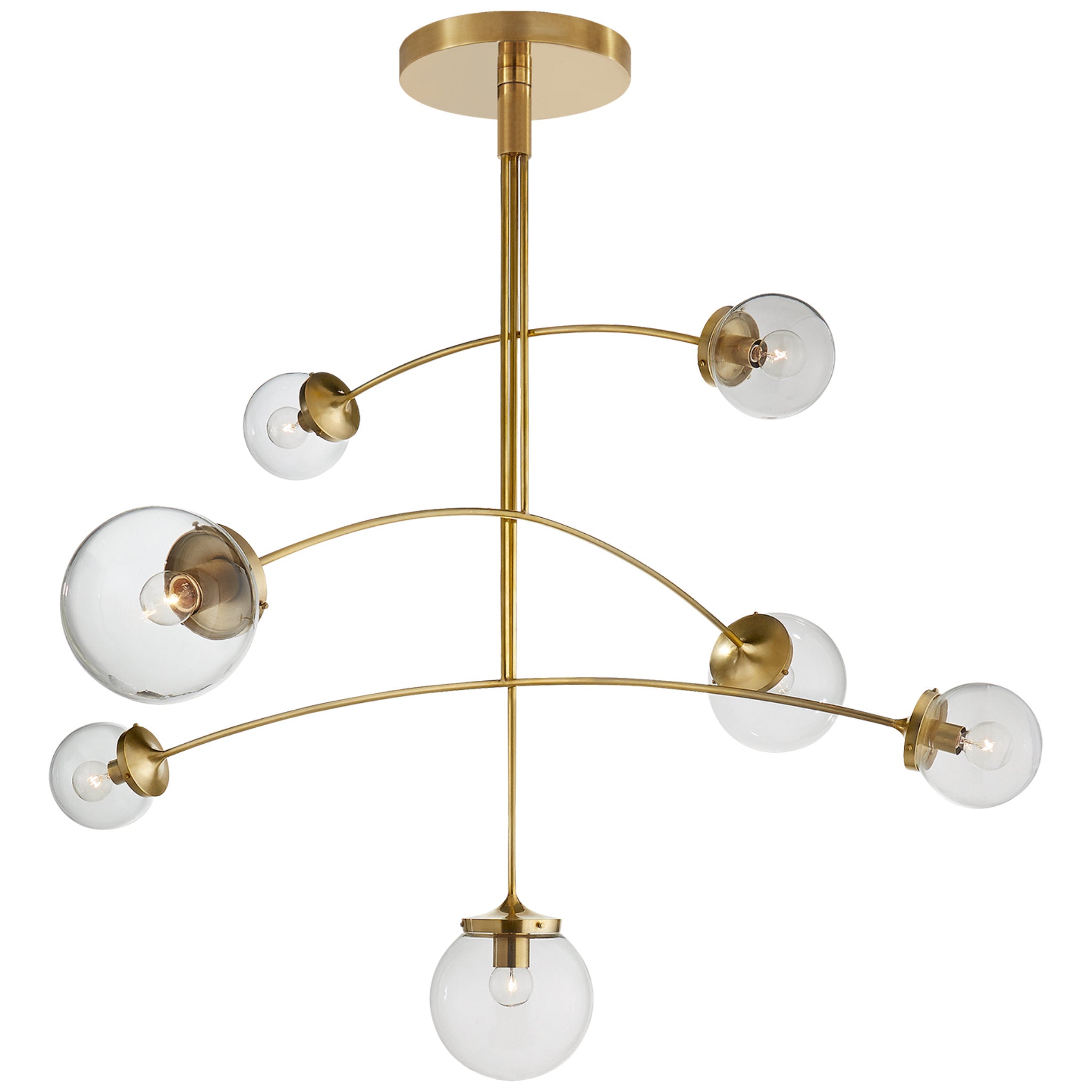kate spade new york Prescott Large Mobile Chandelier in Soft Brass with Clear Glass