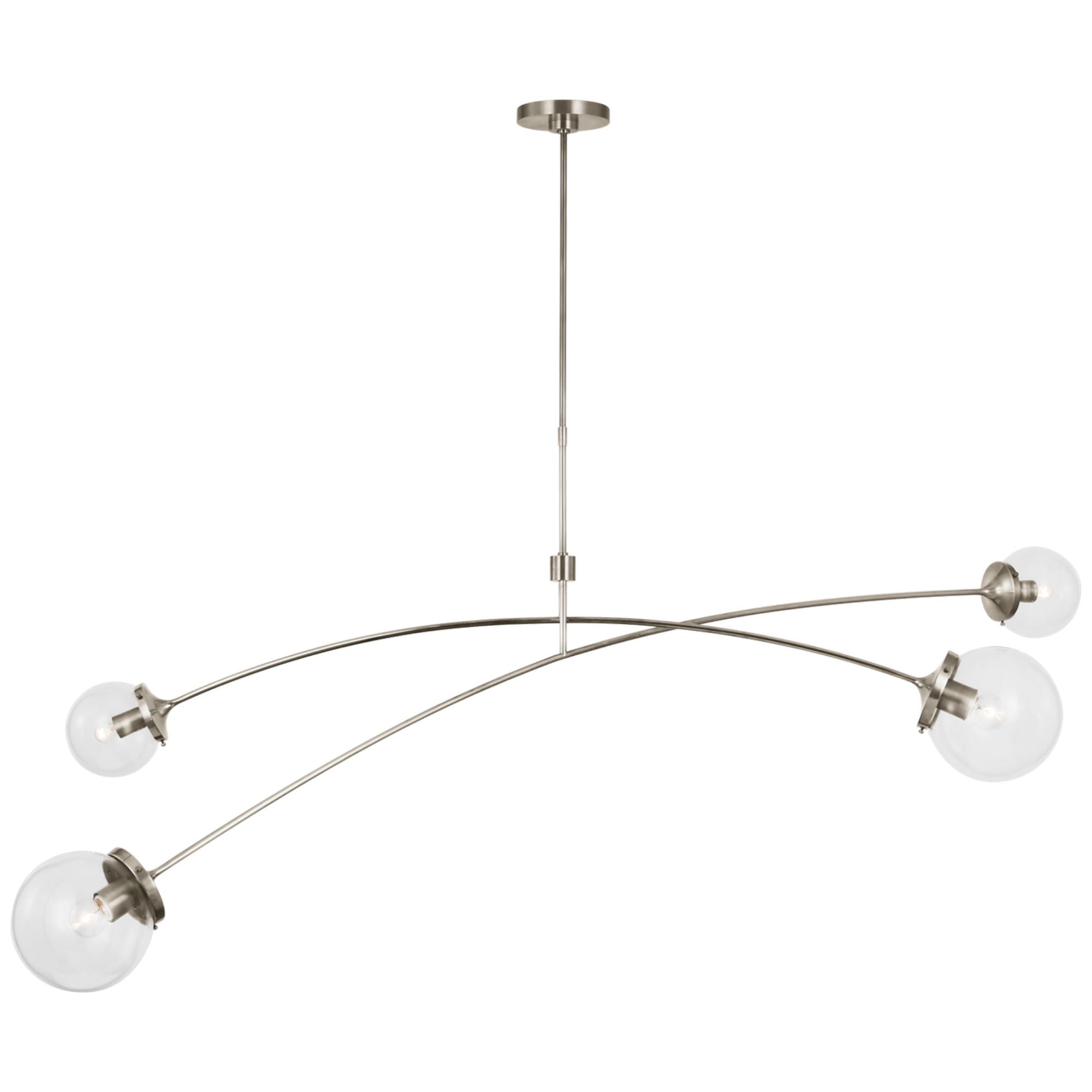 kate spade new york Prescott 62" Linear Chandelier in Polished Nickel with Clear Glass Ceiling Light W62.25"