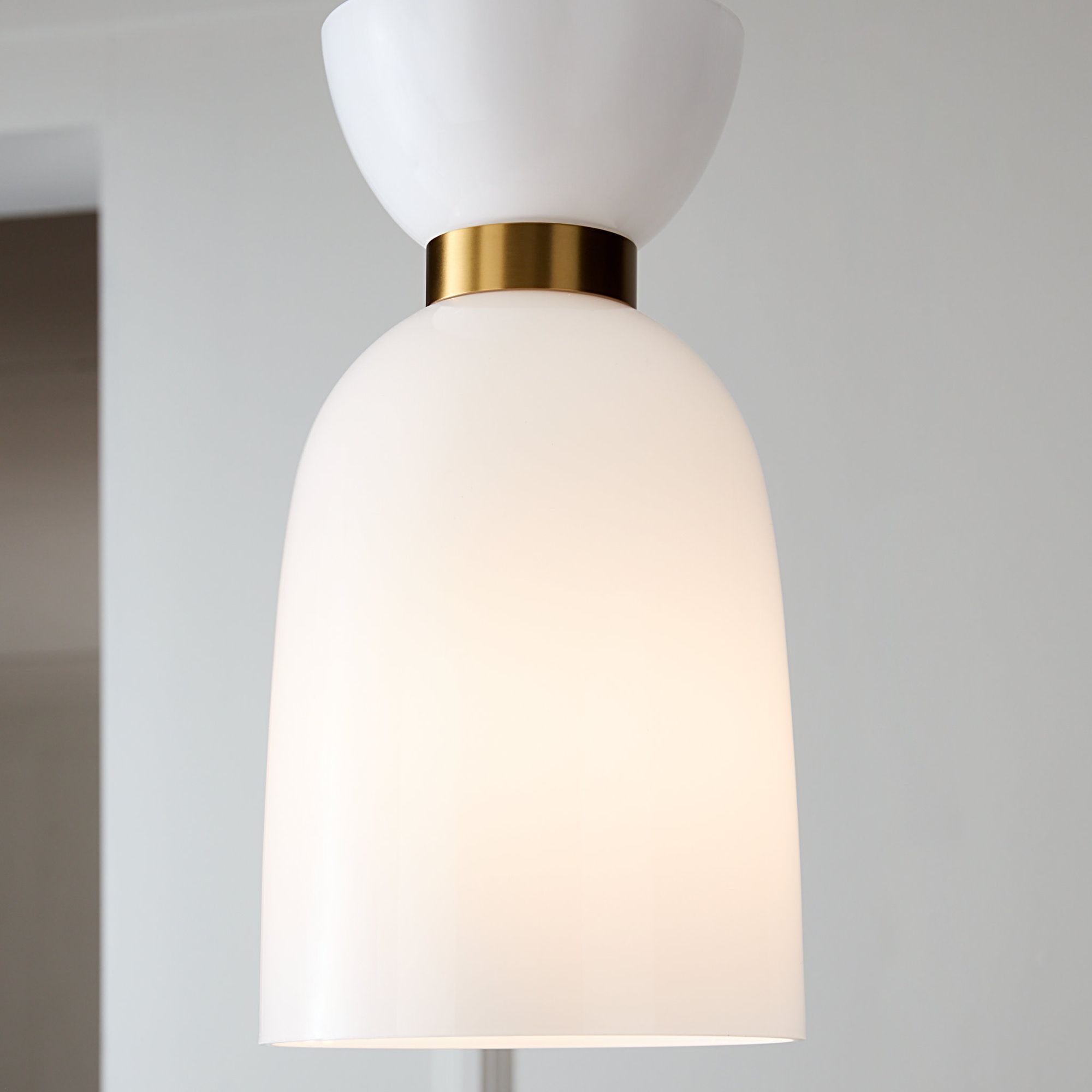 kate spade new york Londyn Tall Pendant in Burnished Brass with Milk White Glass