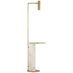 Kelly Wearstler Alma Tray Table Floor Lamp in Antique-Burnished Brass and White Marble