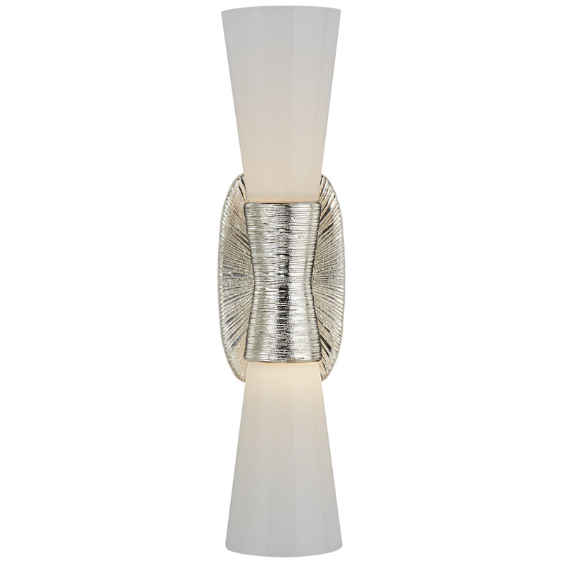 Kelly Wearstler Utopia Small Double Bath Sconce in Polished Nickel with White Glass