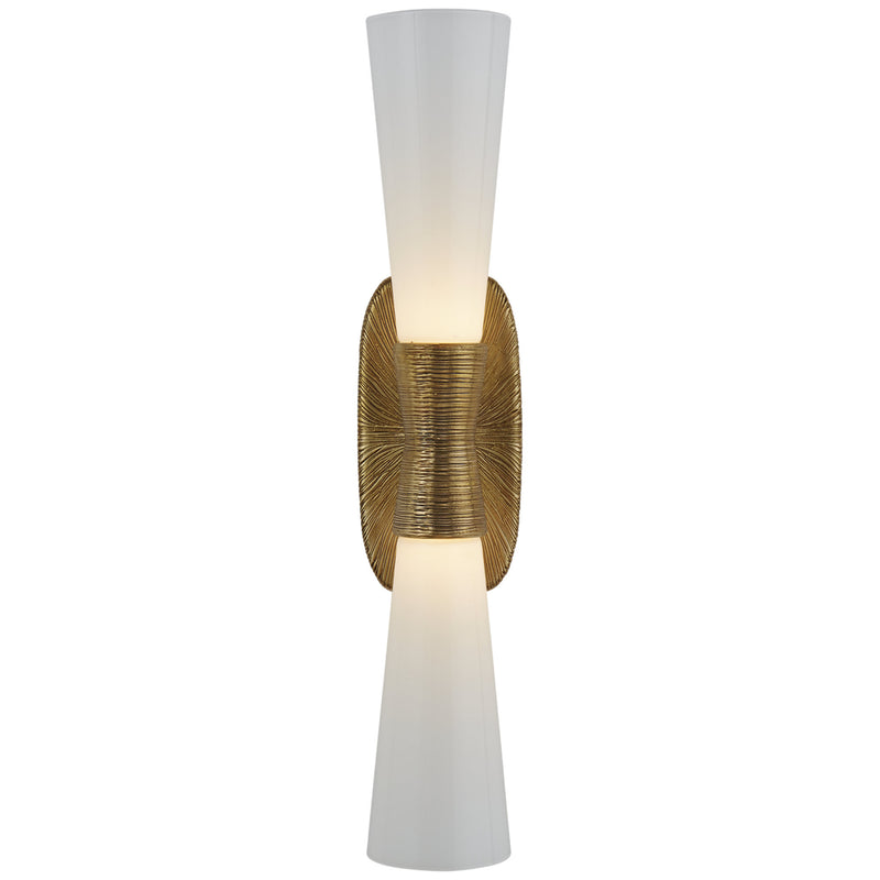 Kelly Wearstler Utopia Large Double Bath Sconce in Gild with White Glass