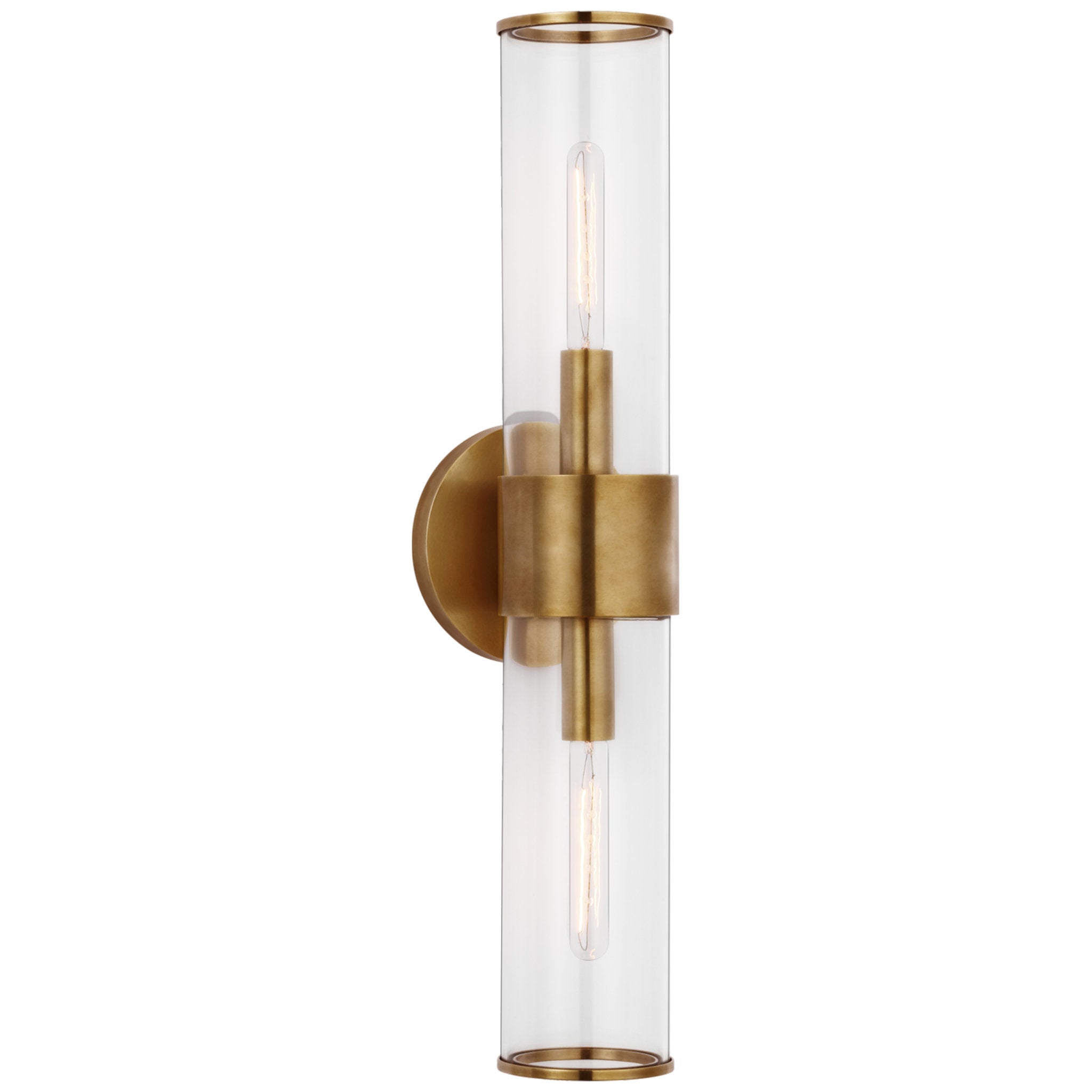 Kelly Wearstler Liaison Medium Sconce in Antique-Burnished Brass with Clear Glass