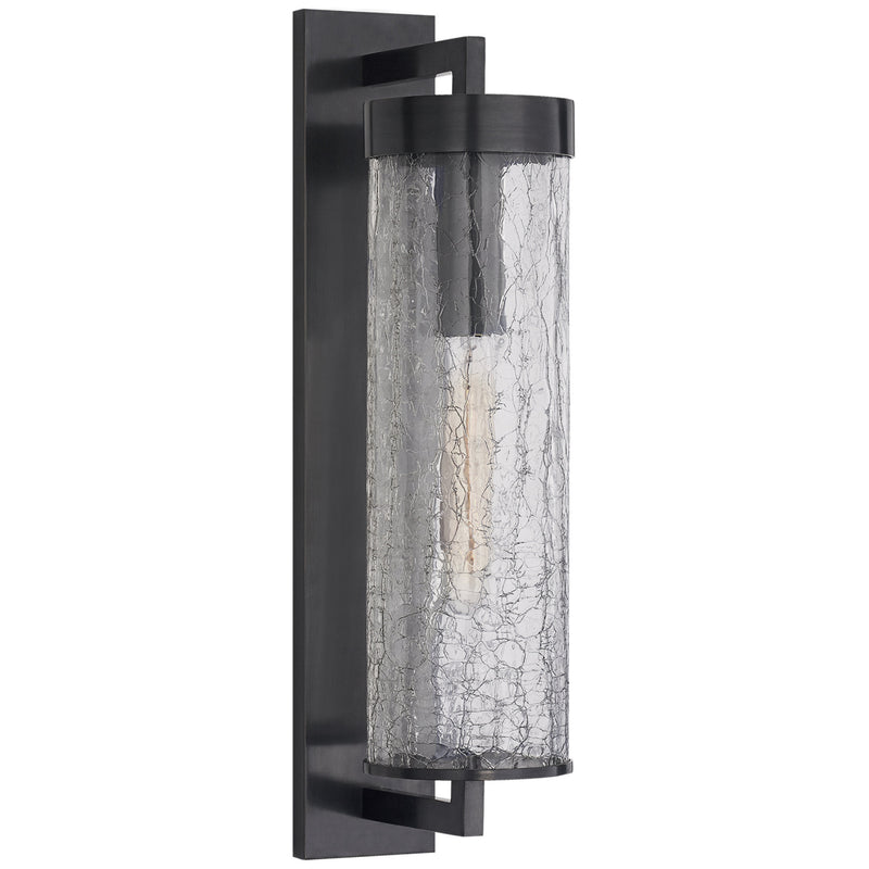 Kelly Wearstler Liaison Large Bracketed Wall Sconce in Bronze with Crackle Glass