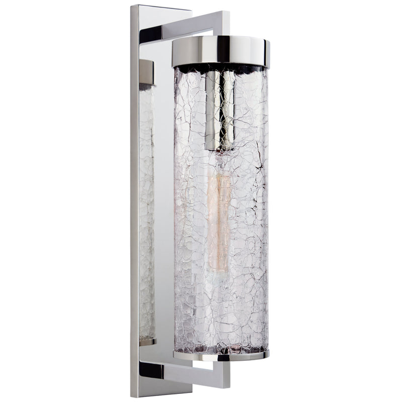 Kelly Wearstler Liaison Large Bracketed Wall Sconce in Polished Nickel with Crackle Glass