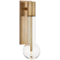 Kelly Wearstler Nye Small Bracketed Sconce in Antique-Burnished Brass with Clear Glass