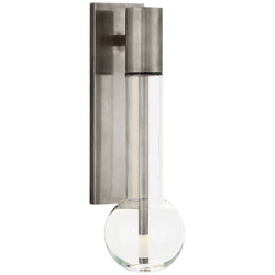 Kelly Wearstler Nye Small Bracketed Sconce in Antique Nickel with Clear Glass
