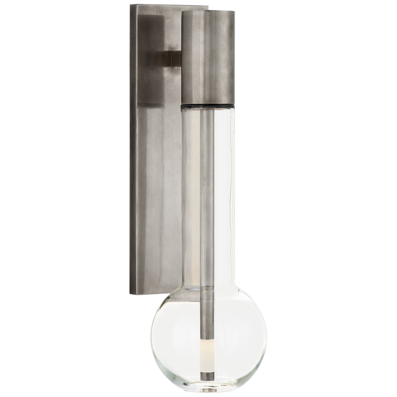 Kelly Wearstler Nye Small Bracketed Sconce in Antique Nickel with Clear Glass