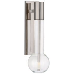 Kelly Wearstler Nye Small Bracketed Sconce in Polished Nickel with Clear Glass