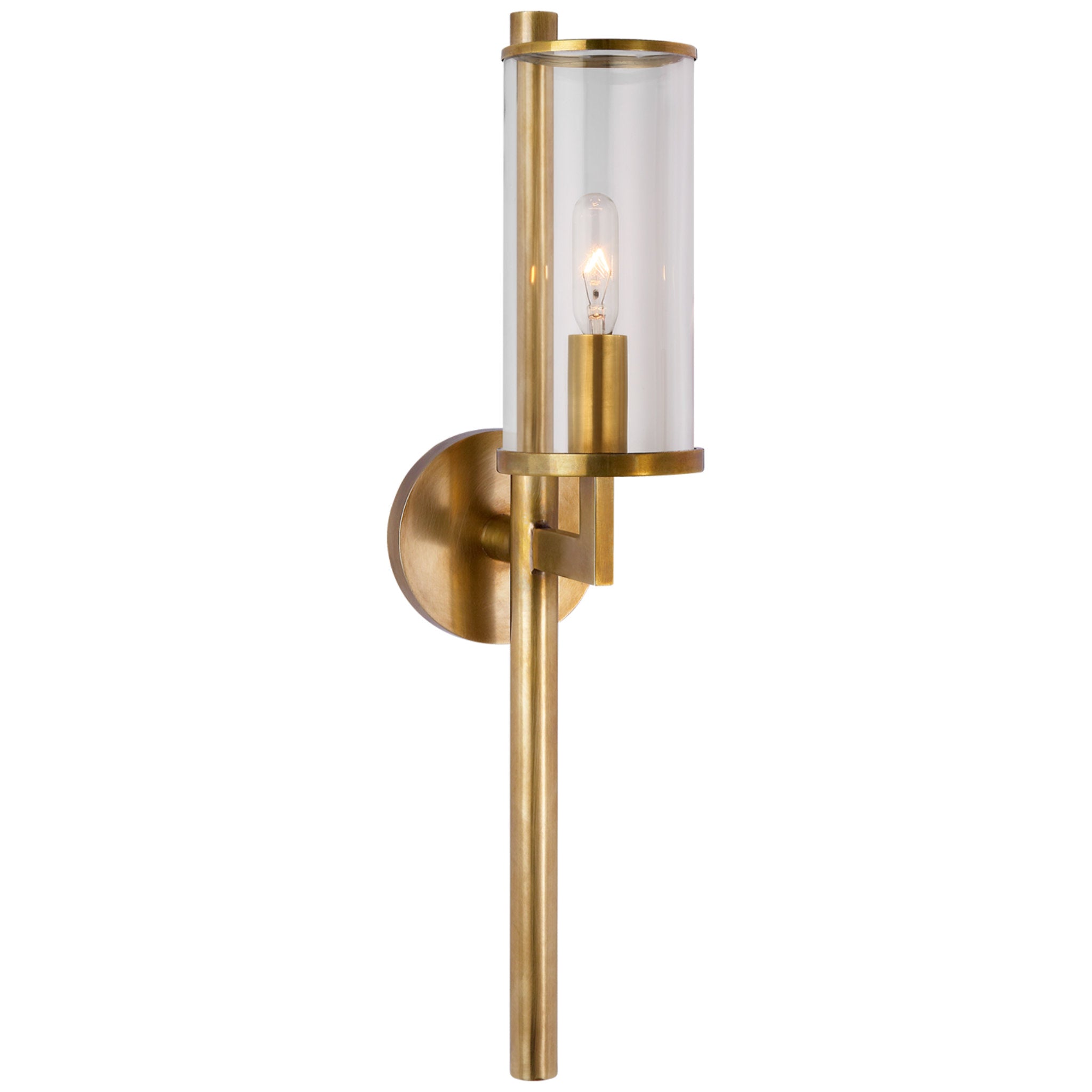 Kelly Wearstler Liaison Single Sconce in Antique-Burnished Brass with Clear Glass