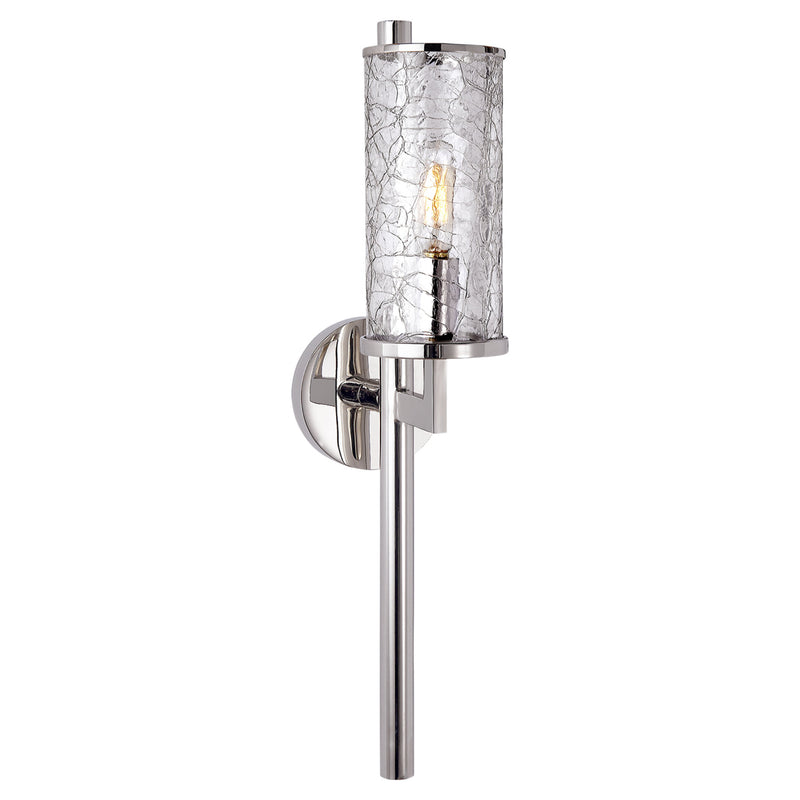 Kelly Wearstler Liaison Single Sconce in Polished Nickel with Crackle Glass
