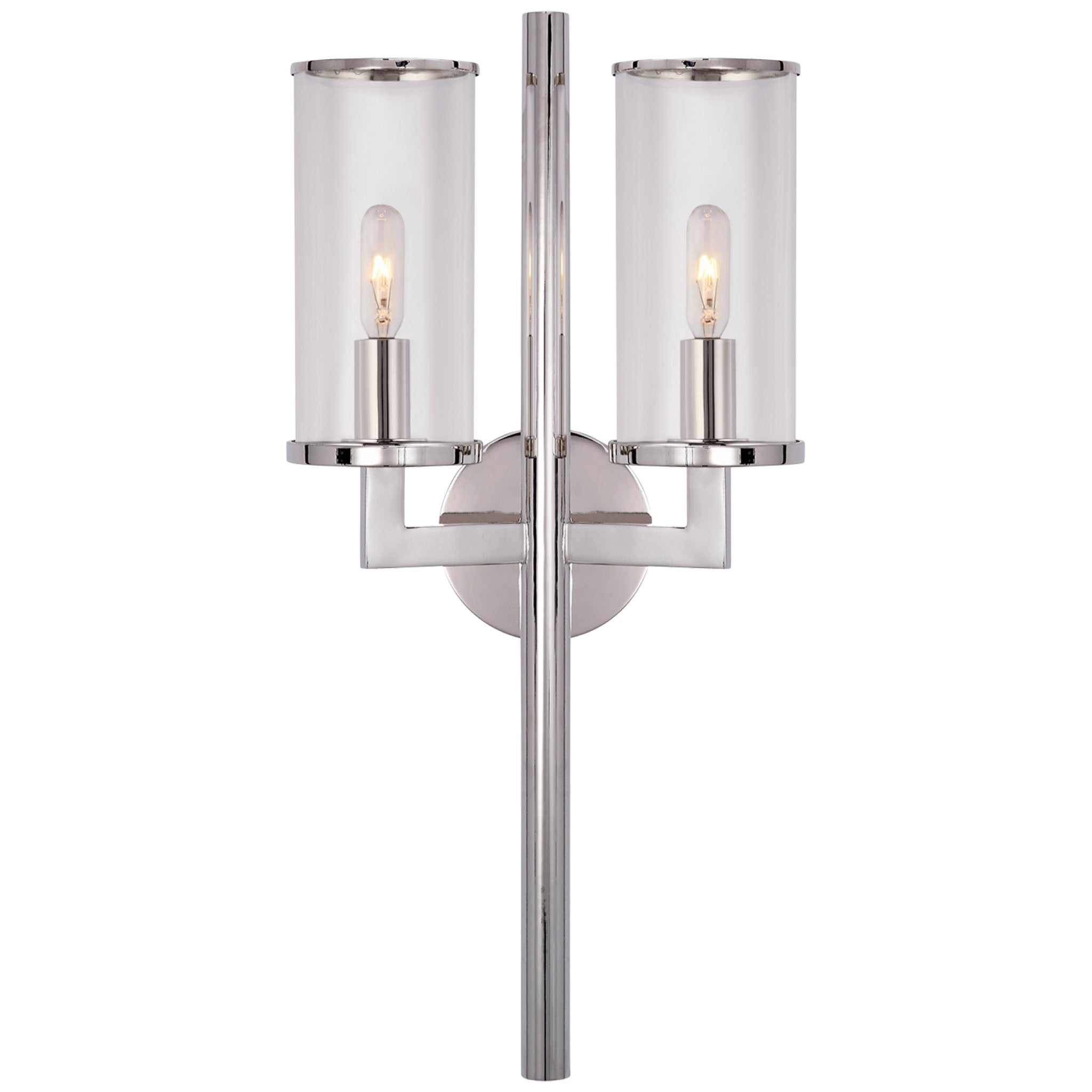 Kelly Wearstler Liaison Double Sconce in Polished Nickel with Clear Glass