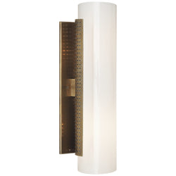 Kelly Wearstler Precision Cylinder Sconce in Antique-Burnished Brass with White Glass