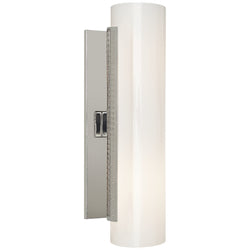 Kelly Wearstler Precision Cylinder Sconce in Polished Nickel with White Glass