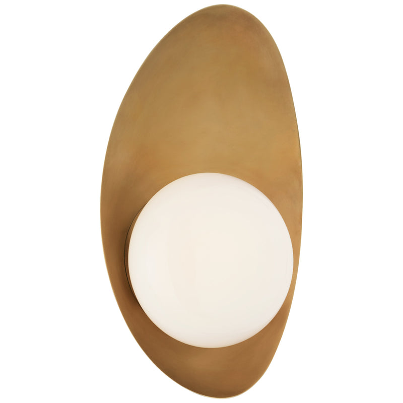 Kelly Wearstler Nouvel Small Sconce in Antique-Burnished Brass with White Glass
