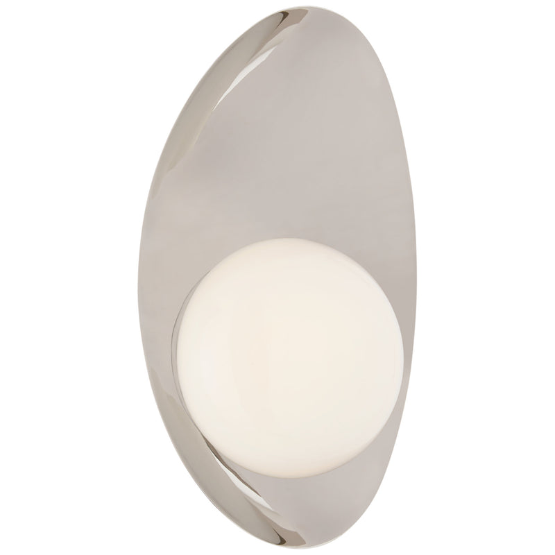 Kelly Wearstler Nouvel Small Sconce in Polished Nickel with White Glass