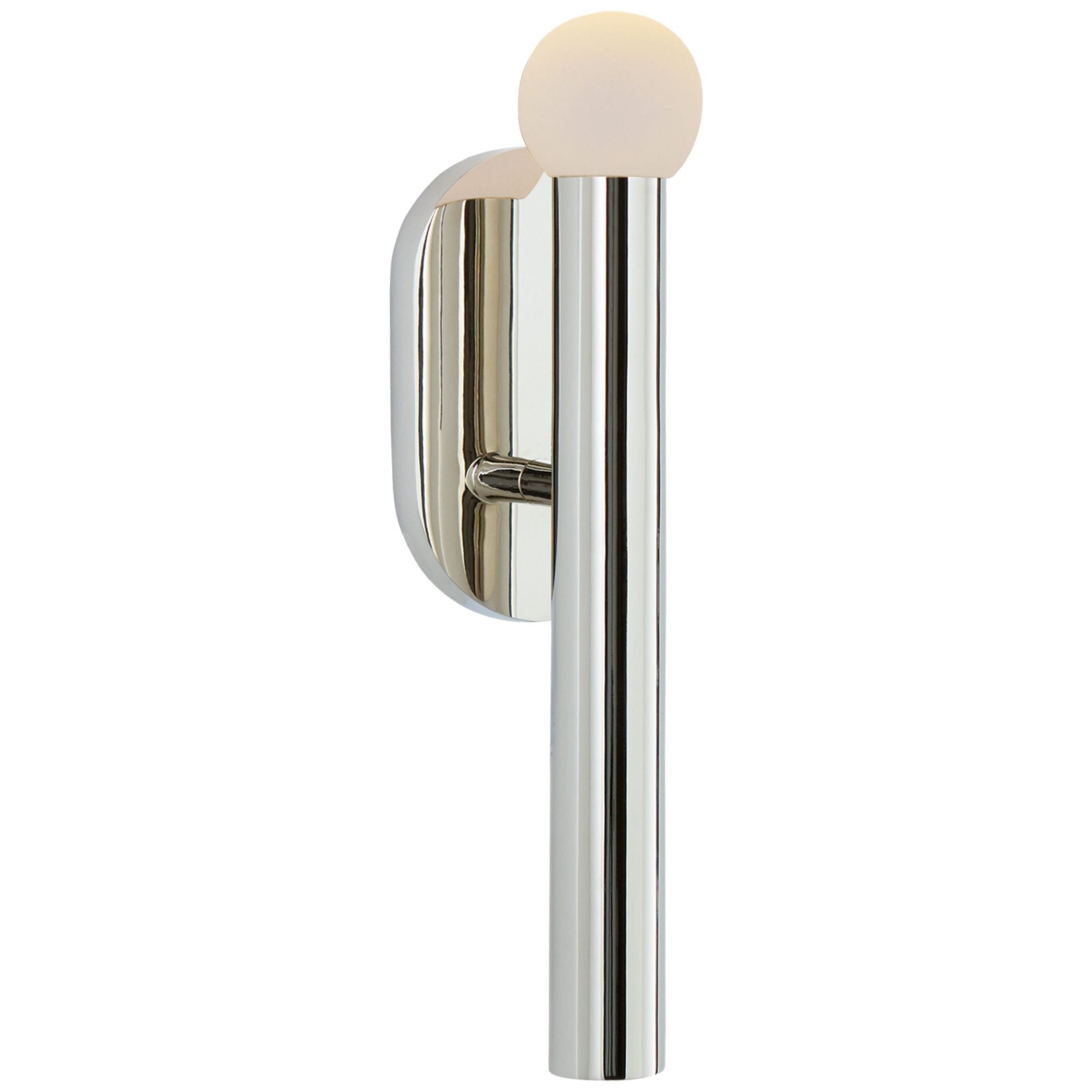 Kelly Wearstler Rousseau Small Bath Sconce in Polished Nickel with Etched Crystal Orb Wall Light W3" x H10.75"