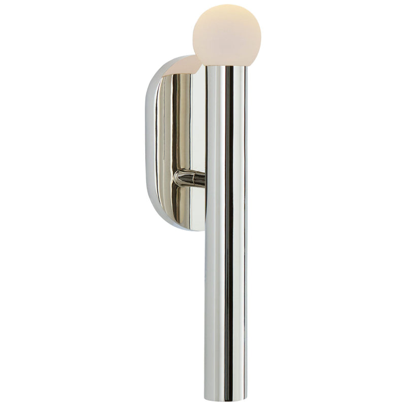 Kelly Wearstler Rousseau Small Bath Sconce in Polished Nickel with Etched Crystal Orb