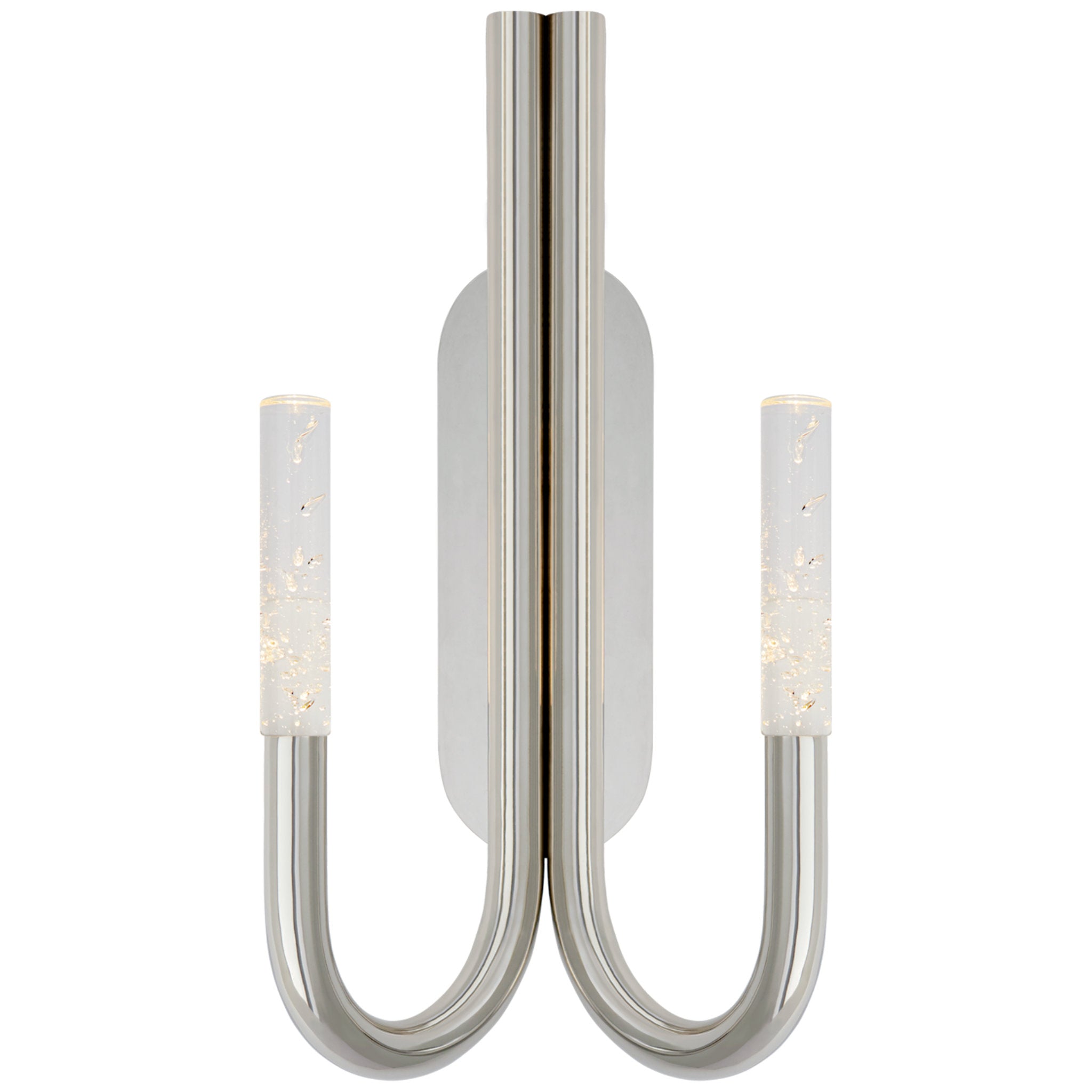Kelly Wearstler Rousseau Double Wall Sconce in Polished Nickel with Seeded Glass
