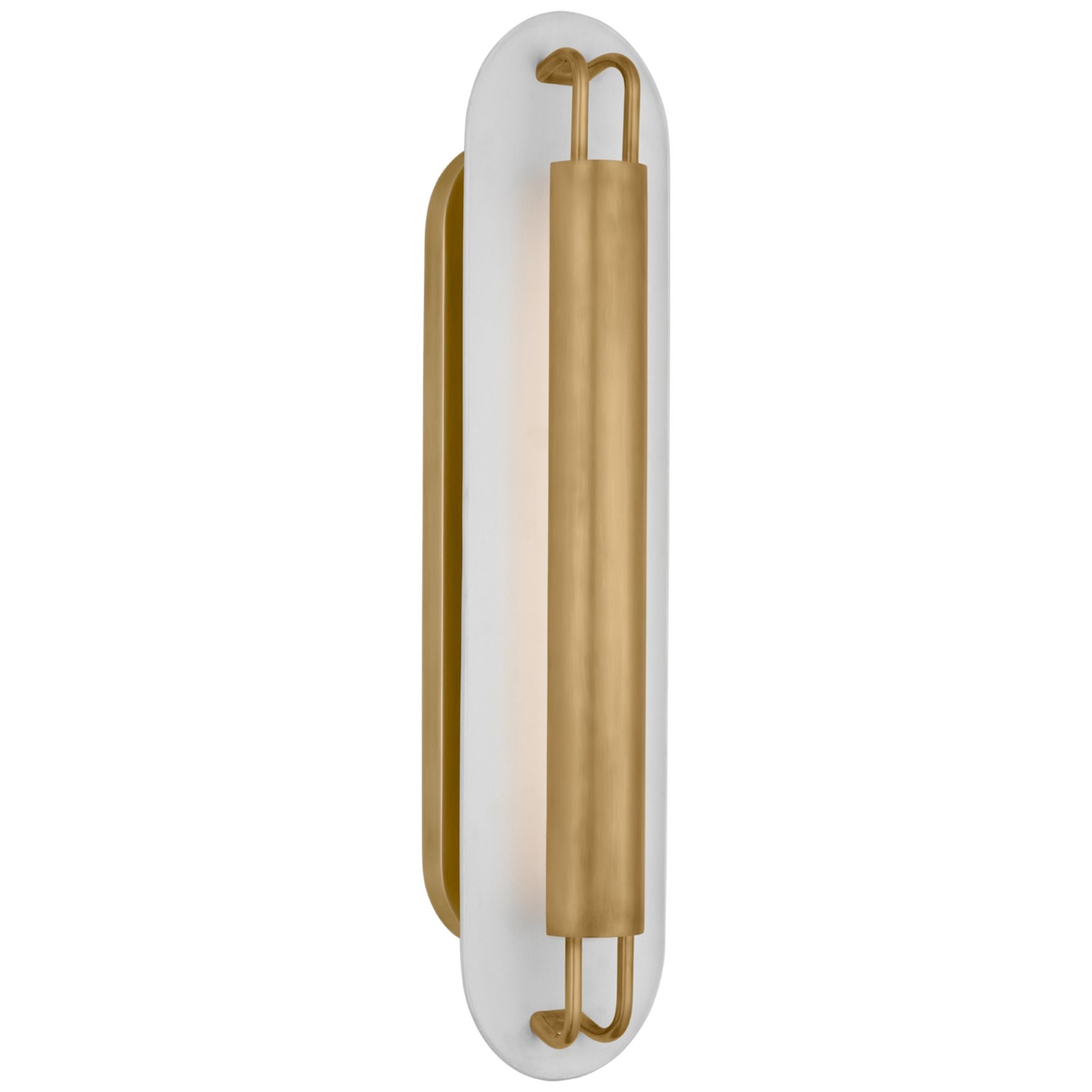Kelly Wearstler Teline 24" Oval Sconce in Antique-Burnished Brass and Matte White
