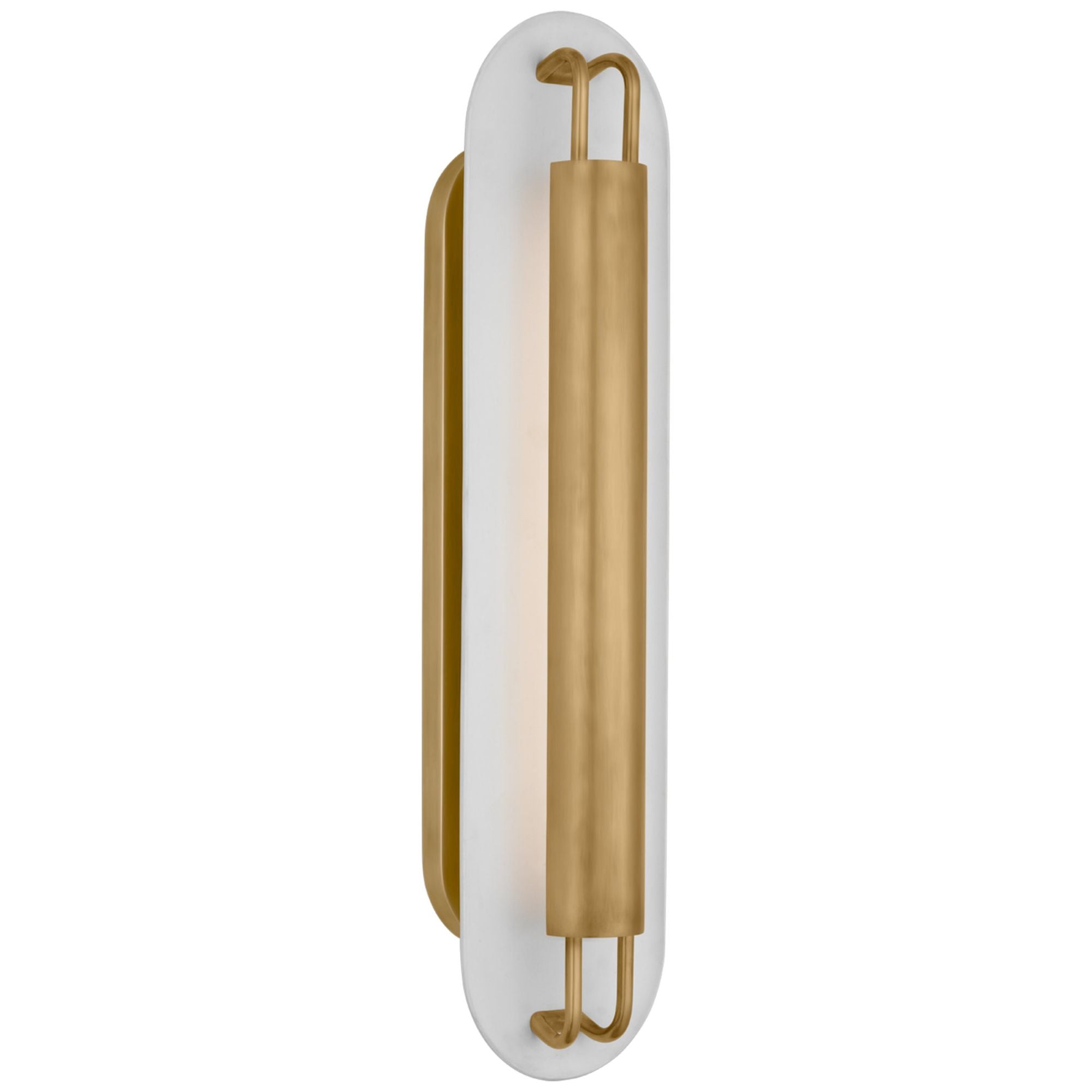 Kelly Wearstler Teline 24" Oval Sconce in Antique-Burnished Brass and Matte White Wall Light W6" x H24"