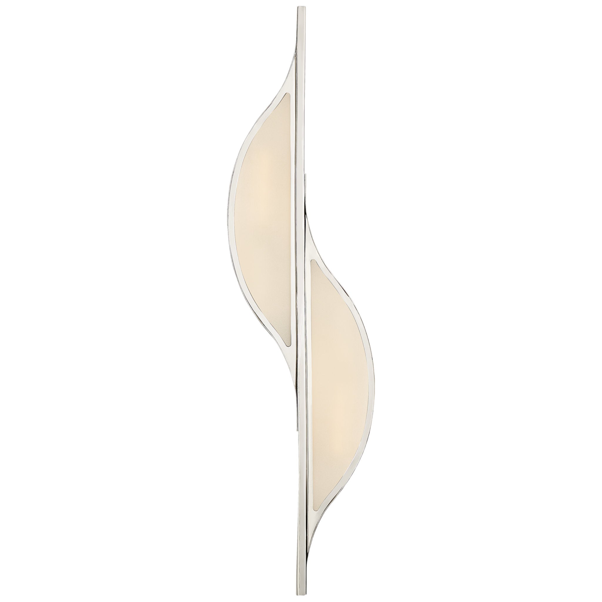 Kelly Wearstler Avant Large Curved Sconce in Polished Nickel with Frosted Glass