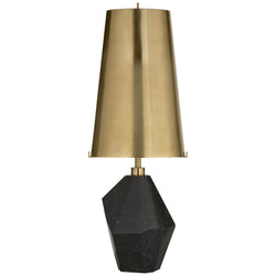Kelly Wearstler Halcyon Accent Table Lamp in Black Cremo Marble with Antique-Burnished Brass Shade