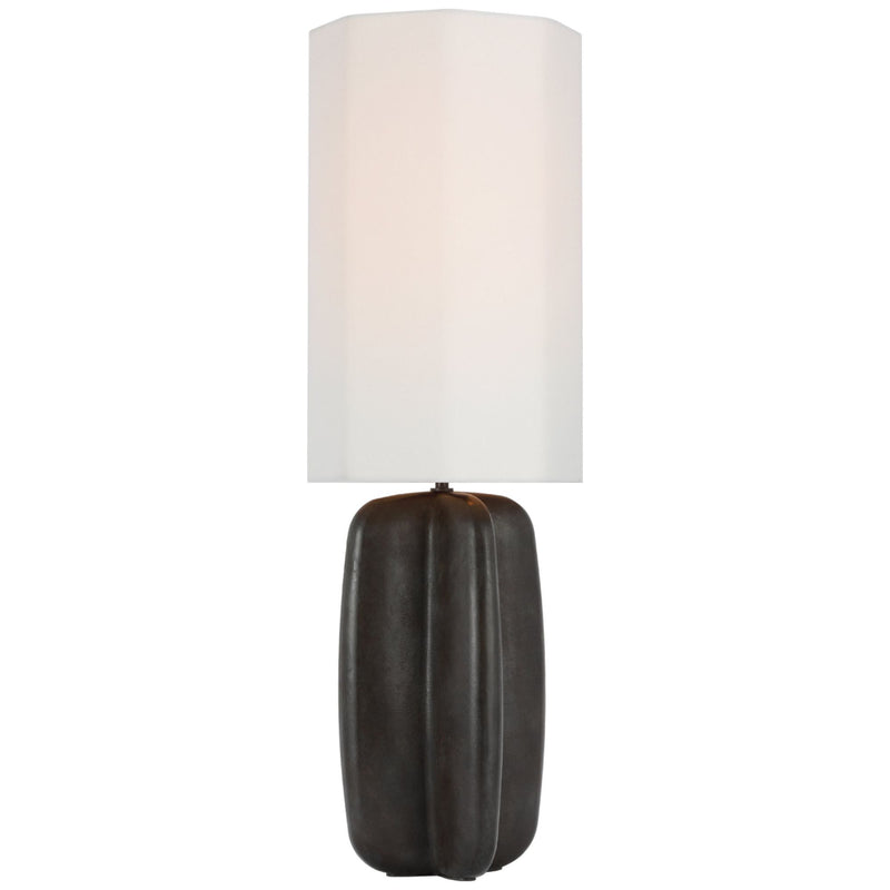 Kelly Wearstler Alessio Large Table Lamp in Aged Iron with Linen Shade
