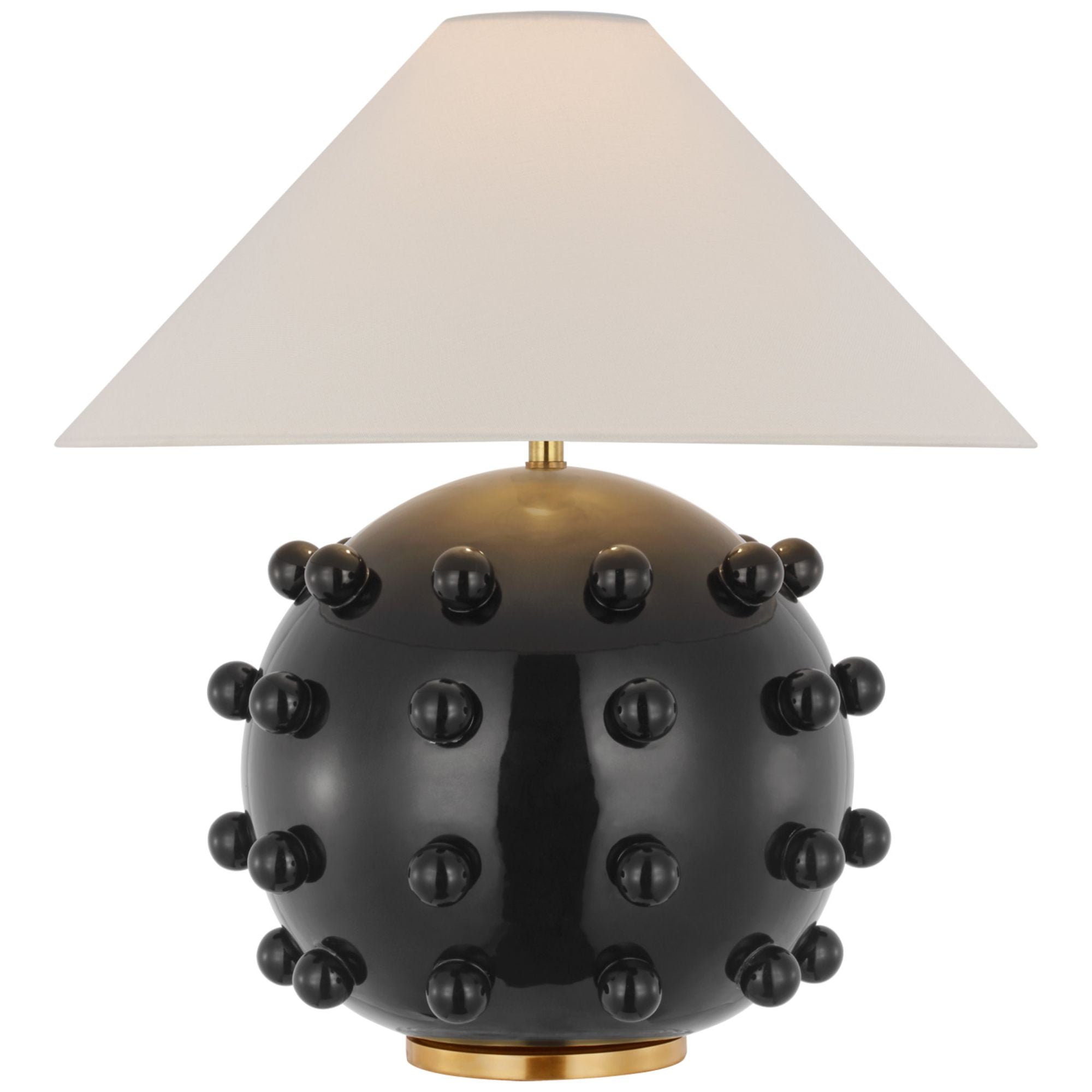 Kelly Wearstler Linden Medium Orb Table Lamp in Black with Linen Shade W21" x H23"