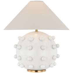 Kelly Wearstler Linden Medium Orb Table Lamp in Plaster White with Linen Shade