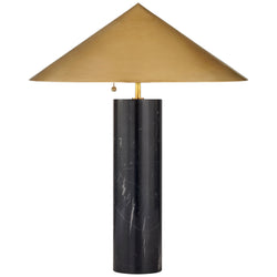 Kelly Wearstler Minimalist Medium Table Lamp in Black Marble with Antique-Burnished Brass Shade