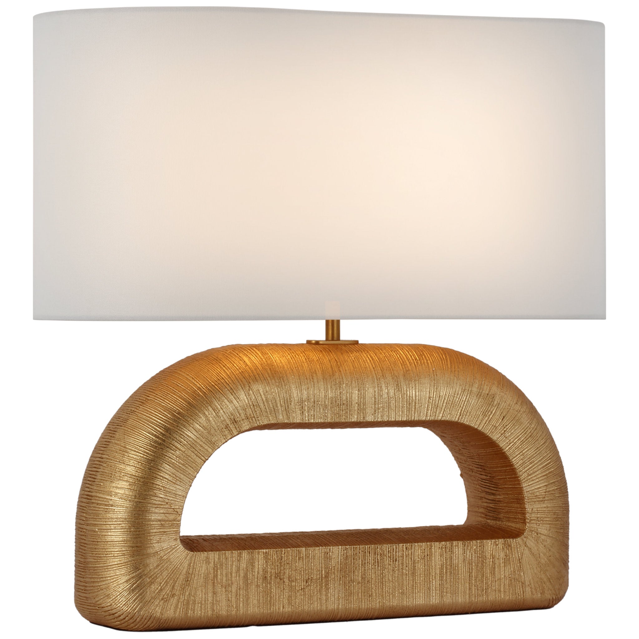 Kelly Wearstler Utopia Combed Console Lamp in Gild with Linen Shade Table Lamp W20" x H20"