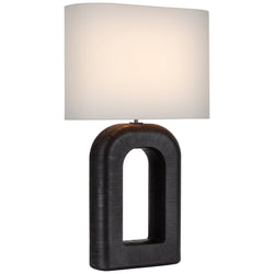 Kelly Wearstler Utopia Large Combed Table Lamp in Aged Iron with Linen Shade