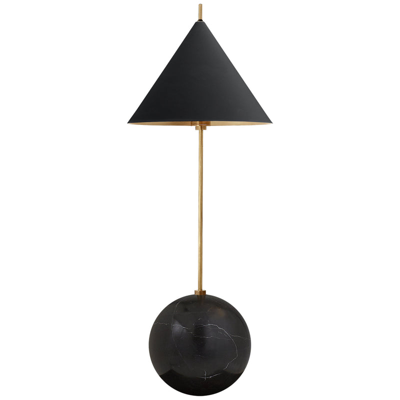 Kelly Wearstler Cleo Orb Base Accent Lamp in Antique-Burnished Brass with Black Shade