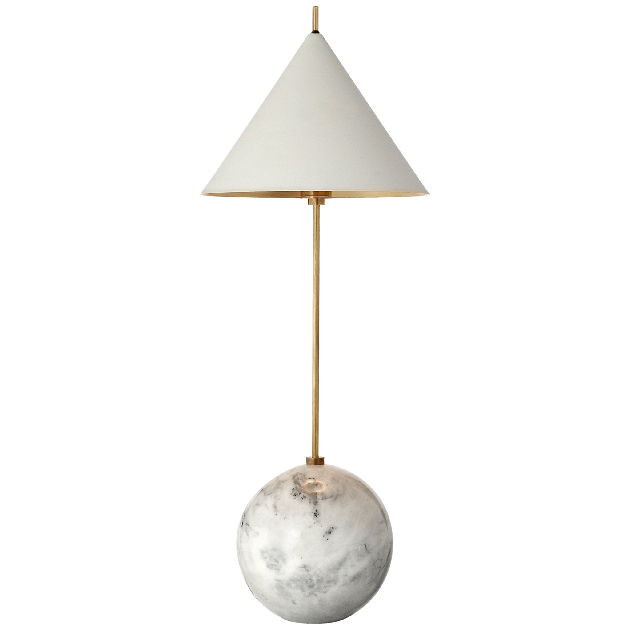 Kelly Wearstler Cleo Orb Base Accent Lamp in Antique-Burnished Brass with Antique White Shade