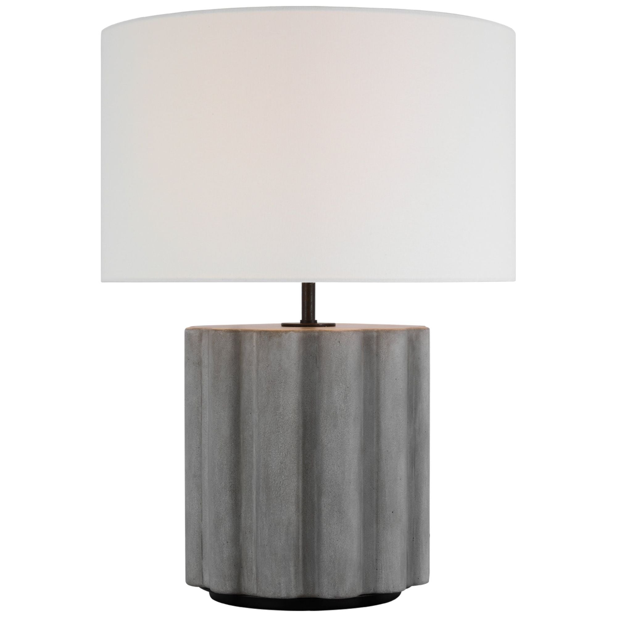 Kelly Wearstler Scioto Medium Table Lamp in Oyster Stained Concrete with Linen Shade W15" x H20.5"