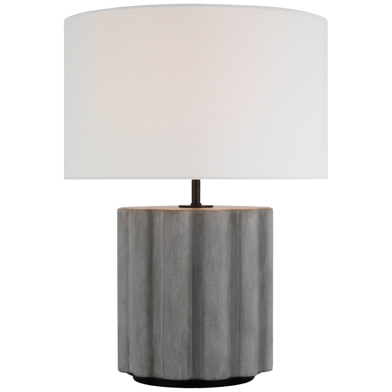 Kelly Wearstler Scioto Medium Table Lamp in Oyster Stained Concrete with Linen Shade