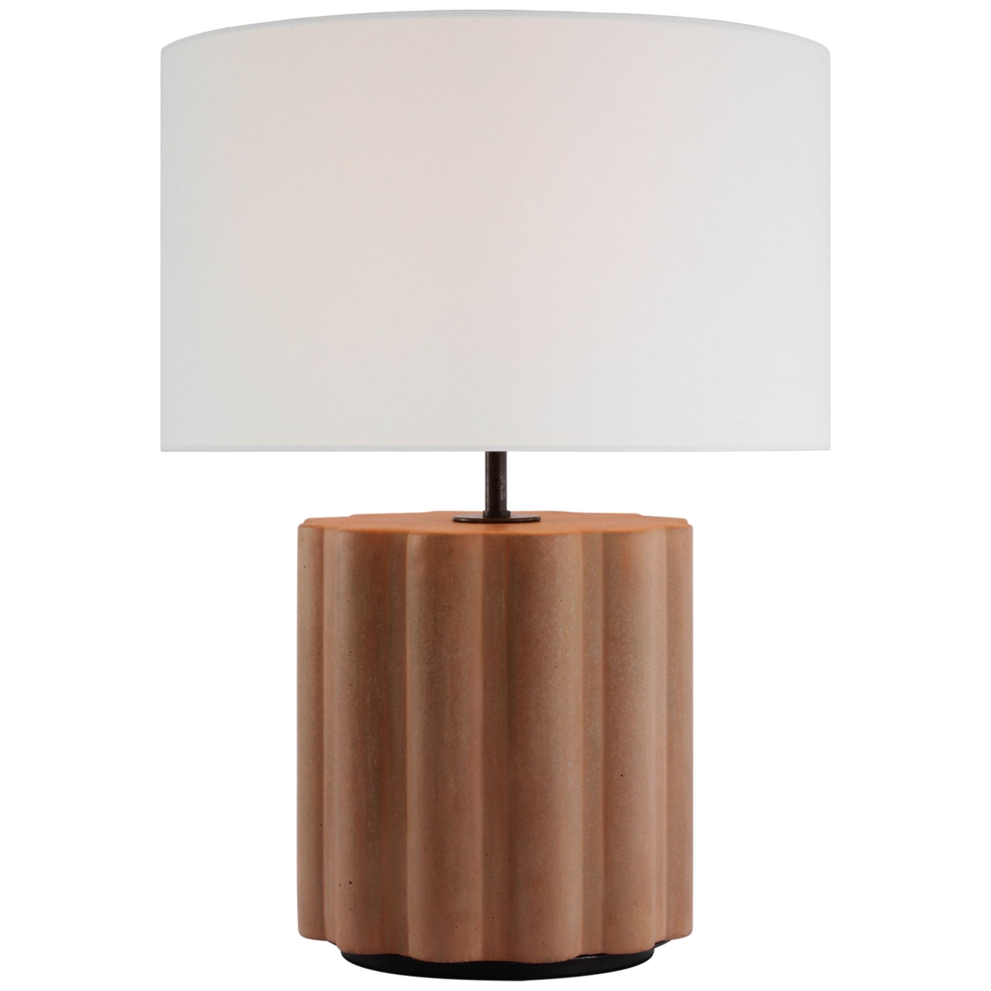 Kelly Wearstler Scioto Medium Table Lamp in Terracotta Stained Concrete with Linen Shade W15" x H20.5"