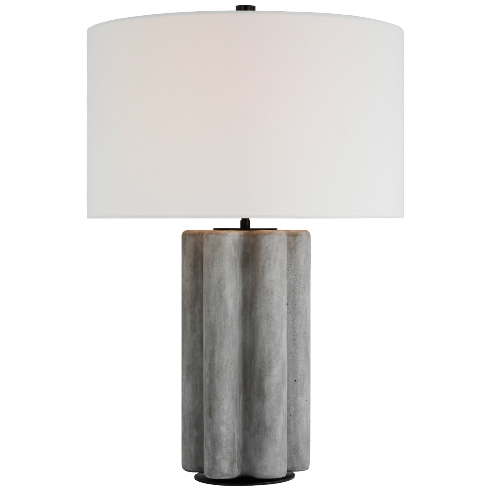 Kelly Wearstler Vellig Medium Table Lamp in Oyster Stained Concrete with Linen Shade W19.75" x H28"