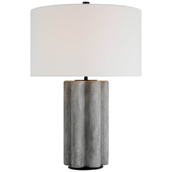 Kelly Wearstler Vellig Medium Table Lamp in Oyster Stained Concrete with Linen Shade